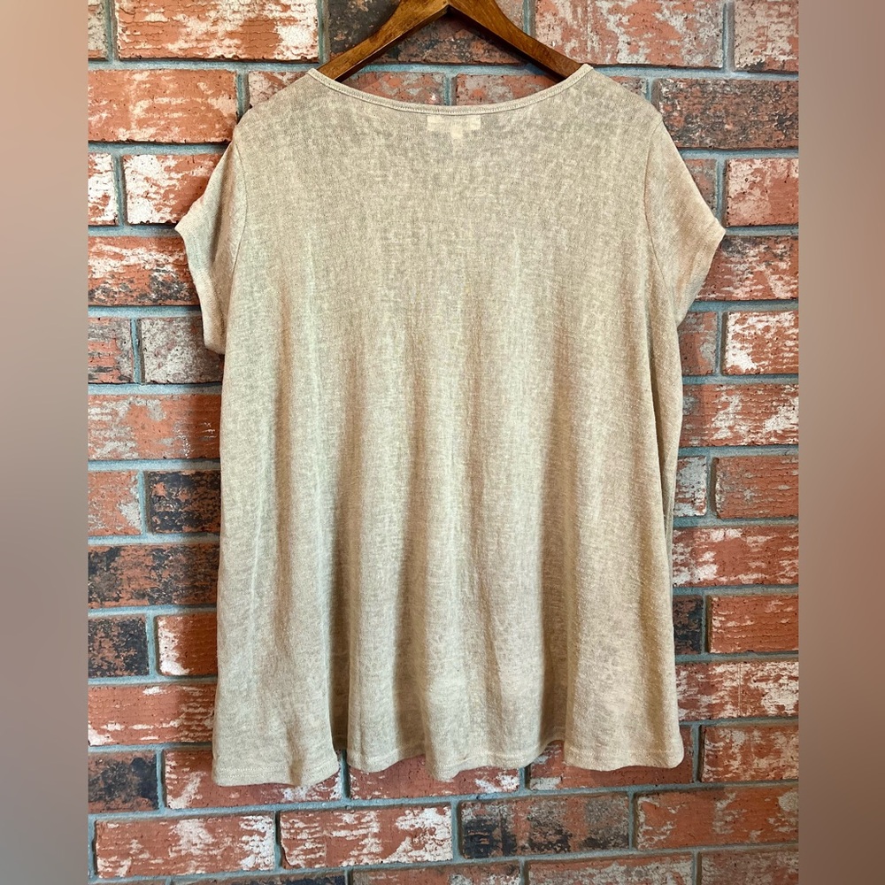 Umgee USA Oatmeal Boho Top With Lace Crochet Trim Size M - Picture 5 of 9